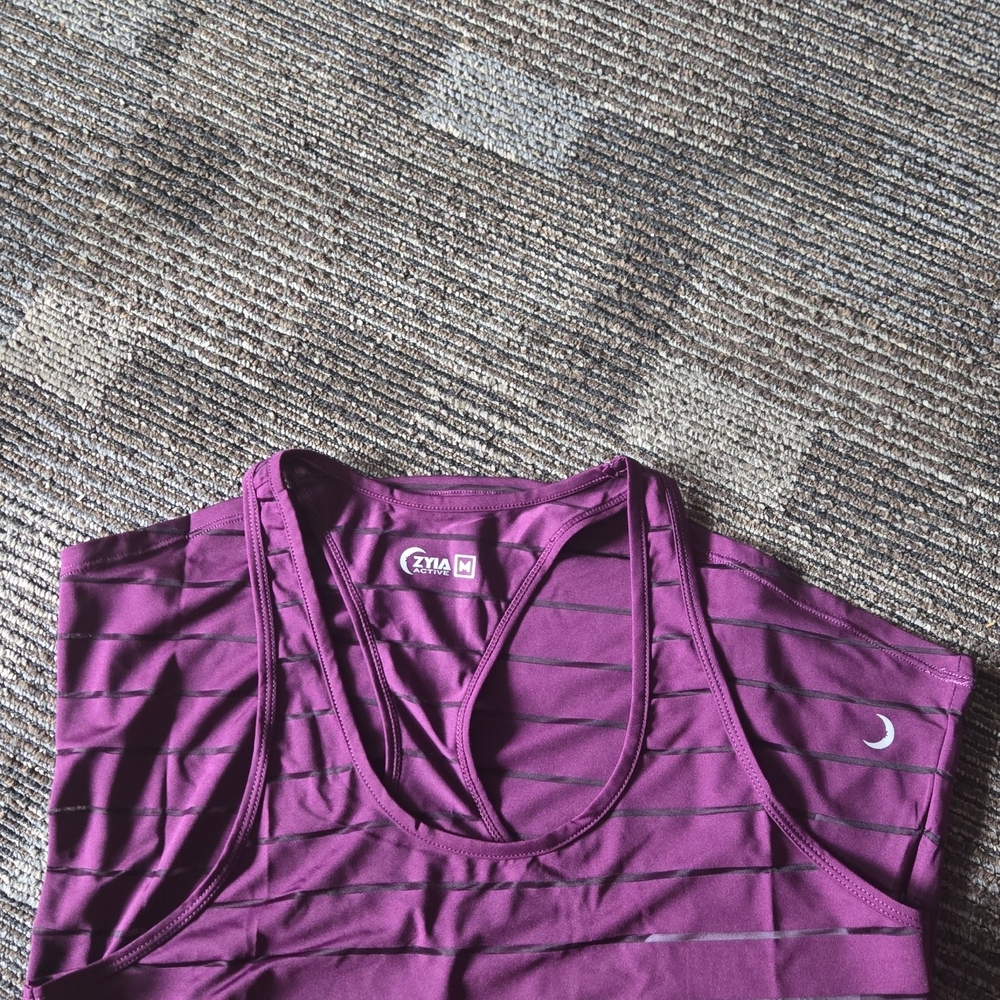 ZYIA Purple Striped Tank Top